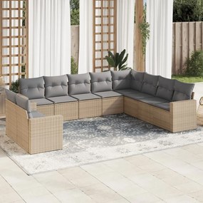 vidaXL Set canapele de grădină cu perne, 10 piese, bej, poliratan