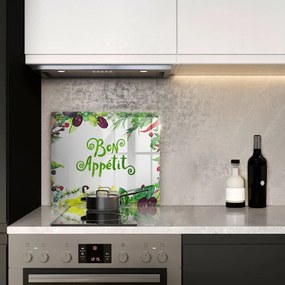 Placă sticla protectie aragaz Inscripție bon appetit