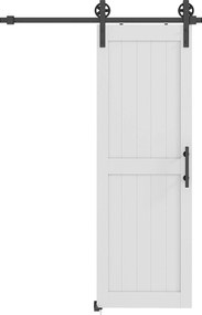 HOMCOM Ușă glisantă în stil rustic din lemn și oțel, Alb și Negru | Aosom Romania