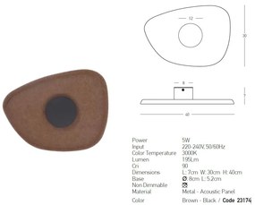 Aplica LED design modern decorativ ACOUSTIC negru/maro