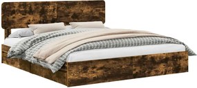 vidaXL Pat cu storage Stejar fumuriu 180 x 200 cm Lemn compozit