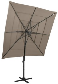 vidaXL Umbrelă de soare 4 niveluri, stâlp aluminiu, taupe, 250x250 cm