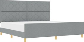 vidaXL Cadru de pat cu headboard Gri deschis 200 x 200 cm țesătură