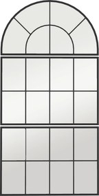 HOMCOM Oglindă de Perete Arcuită în Formă de Fereastră pentru Hol și Sufragerie cu 3 Agățători, 76x43 cm, Negru | Aosom Romania