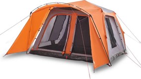 vidaXL Cort familie cu verandă 9 persoane gri/portocaliu setare rapidă