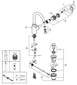 GROHE FEEL Baterie pentru lavoar, mărime L, crom lucios - 32723001