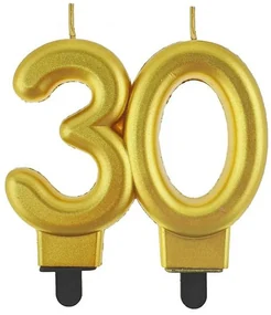 Colorat Gold Lumânare Aniversară Aurie 30, Lumânare cu Număr