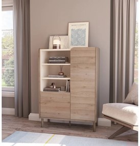 Dulap în culoare naturală cu aspect de lemn de stejar 90x125x40 cm Monza – Marckeric