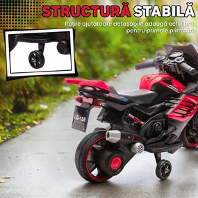 AIYAPLAY Motocicletă Electrică pentru Copii 18-36 luni, 6V, cu Roți Detașabile, Faruri și Melodii, Roșu | Aosom Romania