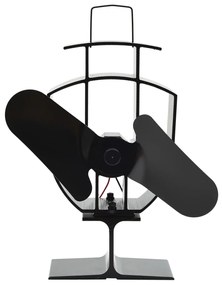 vidaXL Ventilator de sobă cu alimentare termică, 2 palete, negru