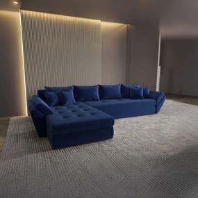 Colțar extensibil dumonde cu ladă de depozitare si sezut confortabil din spuma high-density, Loana XL Royal Albastru 335x185 cm