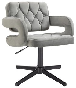 HR8403CROSS Scaun Catifea Gray cu Bază Neagră