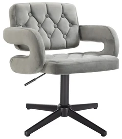 HR8403CROSS Scaun Catifea Gray cu Bază Neagră