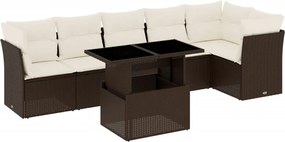 vidaXL Set canapele de grădină cu perne, 7 piese, maro, poliratan