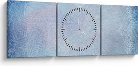 Tablou - Mandala in albastru (cu ceas) (90x30 cm)