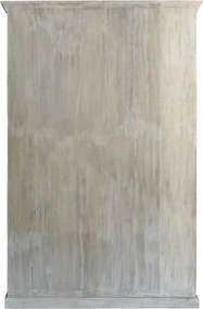 Vitrină mare din lemn masiv de mango cu 4 uși vitrate și 3 rafturi, finisaj décapé alb, 135×50×210 cm, „Vendôme"