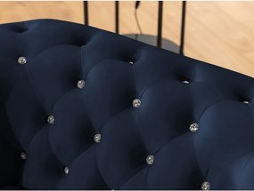 Canapea albastră extensibilă cu tapițerie din catifea 148 cm York Blik – Ropez