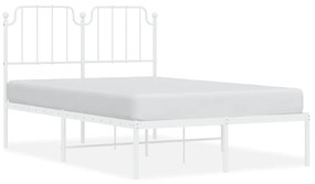 373933 vidaXL Cadru de pat metalic cu tăblie, alb, 120x190 cm