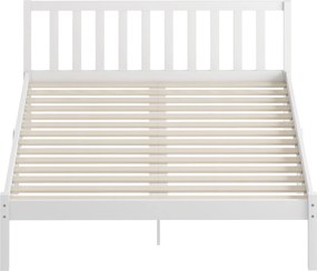 HOMCOM Cadru de pat din lemn masiv 140x190 cm pat simplu cu tăblie și somieră cu lamele solidă pentru copii și adulți | Aosom Romania