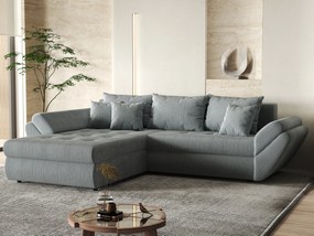 Colțar extensibil dumonde cu ladă de depozitare si sezut confortabil din spuma high-density, Loana Zoom Grey 270x185 cm