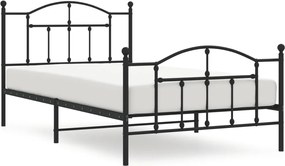 vidaXL Cadru pat metalic cu tăblii de cap/picioare, negru, 107x203 cm
