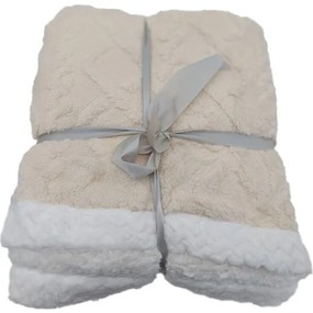 Pătură cu aspect blăniță Island crem, 150 x 200 cm