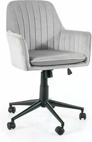 Scaun birou moale Q-886, gri deschis, stofa catifelata/metal, 58x44x83