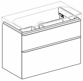 Dulap baza pentru lavoar suspendat Geberit Smyle Square gri nisip 2 sertare 89 cm