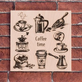 DUBLEZ | Tablou din lemn pentru bucătărie - Cafea