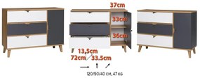 Comodă Mimone K1D3SZ (Stejar auriu + Alb mat + grafit). 1051784