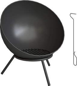 Outsunny Bol pentru foc 60 x 53 x 66cm reglabil focar cu cârlig grilaj pentru cărbuni suport Negru | Aosom Romania