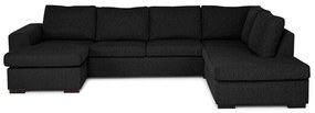 Colțar Scandinavian Choice B107Negru, 296x201x84cm, Picioare: Lemn