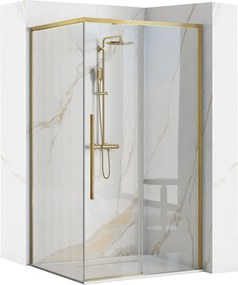 Cabina de dus SOLAR cu cadita alba 90x90 cm auriu periat