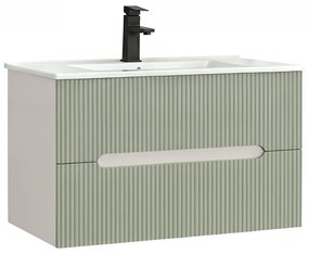 Trent 80 dulap de baie inferior cu chiuvetă ceramică (2 sertare) alb-verde