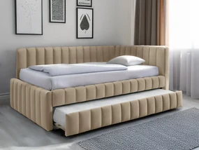 Pat tapițat COMFINO VELVET cu pat suplimentar 120x200 cm crem