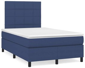 vidaXL Pat box spring cu saltea, albastru, 120x190 cm, material textil