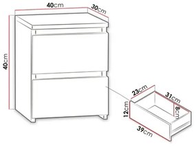 Noptieră MALWA 40x40 cm negru mat