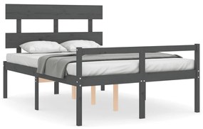 3195348 vidaXL Cadru de pat senior cu tăblie, 120x200 cm, gri, lemn masiv