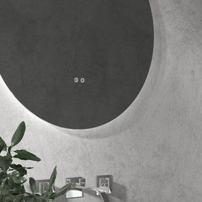 Kleankin Oglinda de Baie Rotunda cu Lumina LED in 3 Culori si intrerupatoare Touch, Ø70x3.5 cm, Transparent | Aosom Romania