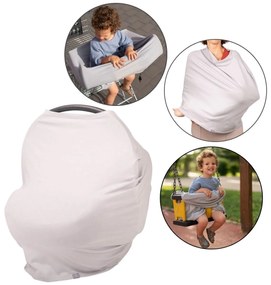 Protectie multifunctionala 5 in 1 Kidizi Grey, husa scoica auto, protectie alaptare, husa carucior cumparaturi, husa leagan bebe