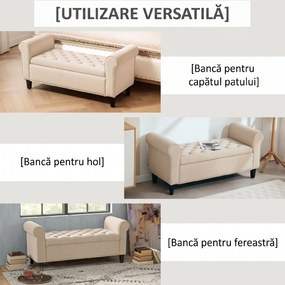 HOMCOM Bancă de Depozitare din Țesătură tip Catifea cu Spațiu Ascuns, Bej | Aosom Romania