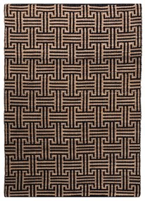 Covor negru-în culoare naturală țesut manual din amestec de iută 120x170 cm Meander Jute – Flair Rugs