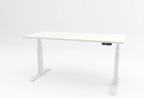 Birou reglabil pe inaltime TerrA7 WHITE - 2 motoare, profil dreptunghiular, culoare cadru Alb (Dimensiune blat: 137x67cm, Culoare blat: Alb 25mm)
