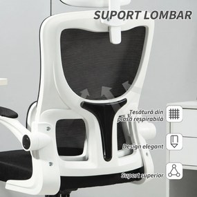 Vinsetto Scaun de Birou Ergonomic cu Tetieră Detașabilă Negru | Aosom Romania