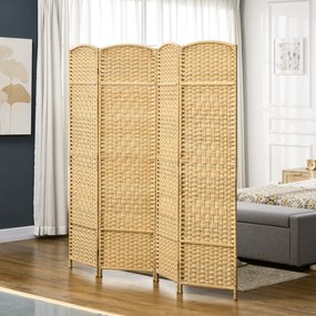 HOMCOM Paravan interior din lemn 4 panouri separator de cameră pliabil pentru sufragerie dormitor 180 x 180 cm lemn natural | Aosom Romania