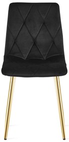 Scaun de sufragerie LIBRA din catifea neagra cu picioare aurii
