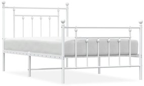353598 vidaXL Cadru de pat metalic cu tăblie de cap/picioare, alb, 100x190 cm