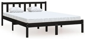 810096 vidaXL Cadru de pat, negru, 160x200 cm, lemn masiv de pin