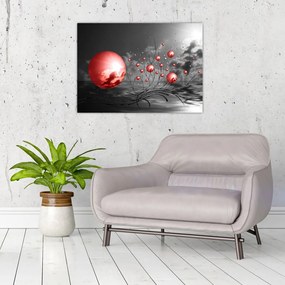 Tablou pe sticlă bilelor roșii (70x50 cm)