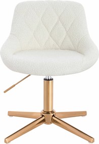 HR1054CROSS Scaun Crem Boucle cu Bază Aurie